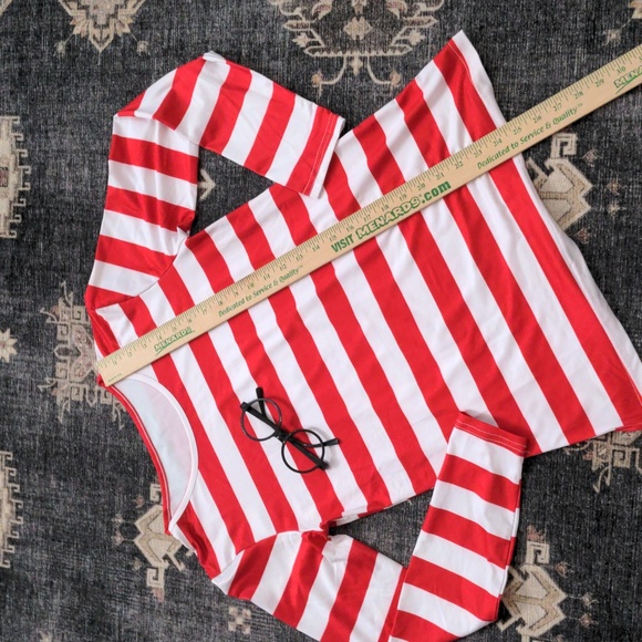 red and white striped long sleeve shirt small with where is Waldo glasses - Picture 2 of 5